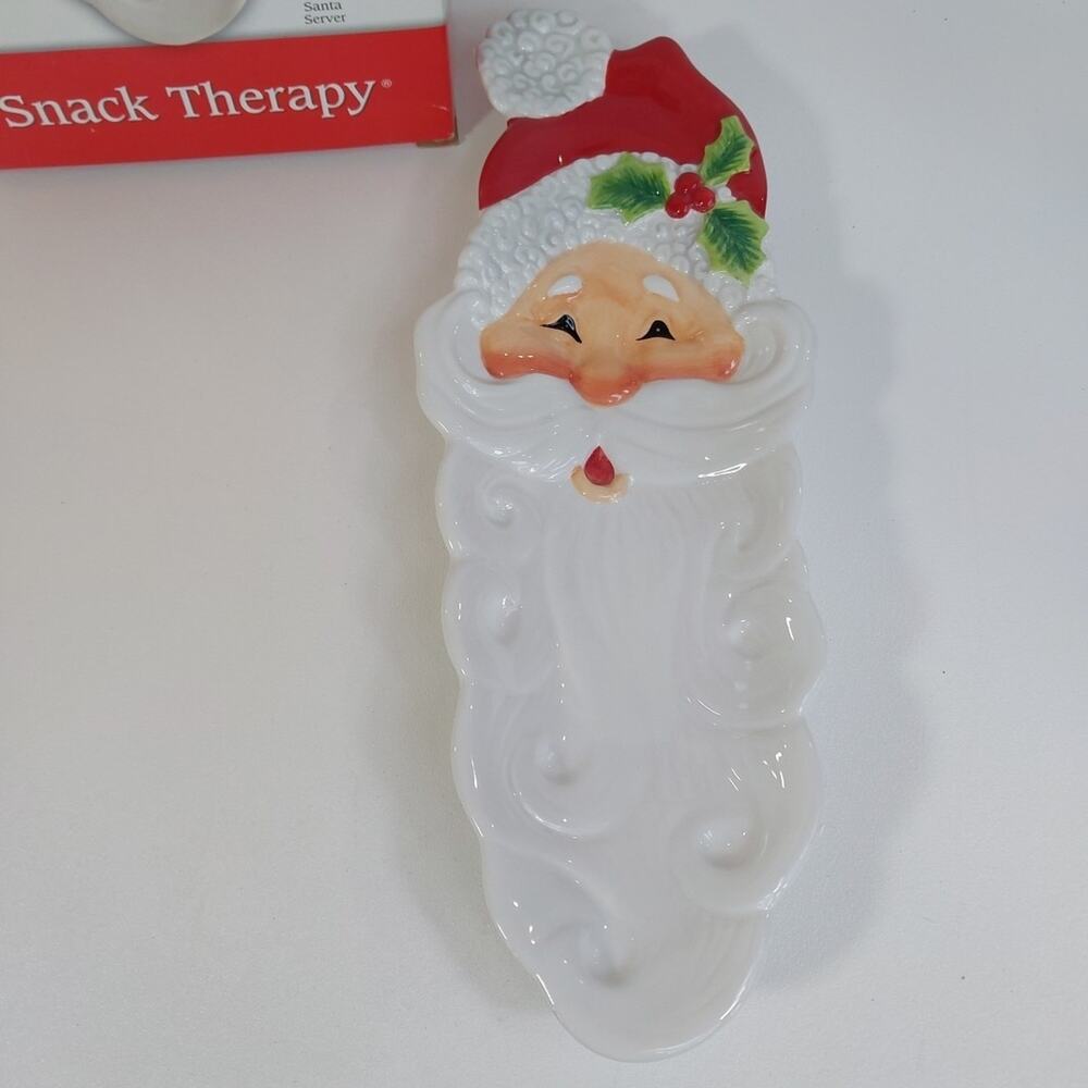 FITZ AND FLOYD Santa Snack Therapy Serving Dish Platter Tray Plate 13.5" W/ Box
